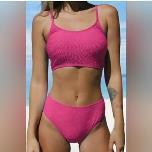 Cupshe Fuchsia Textured Bikini Set